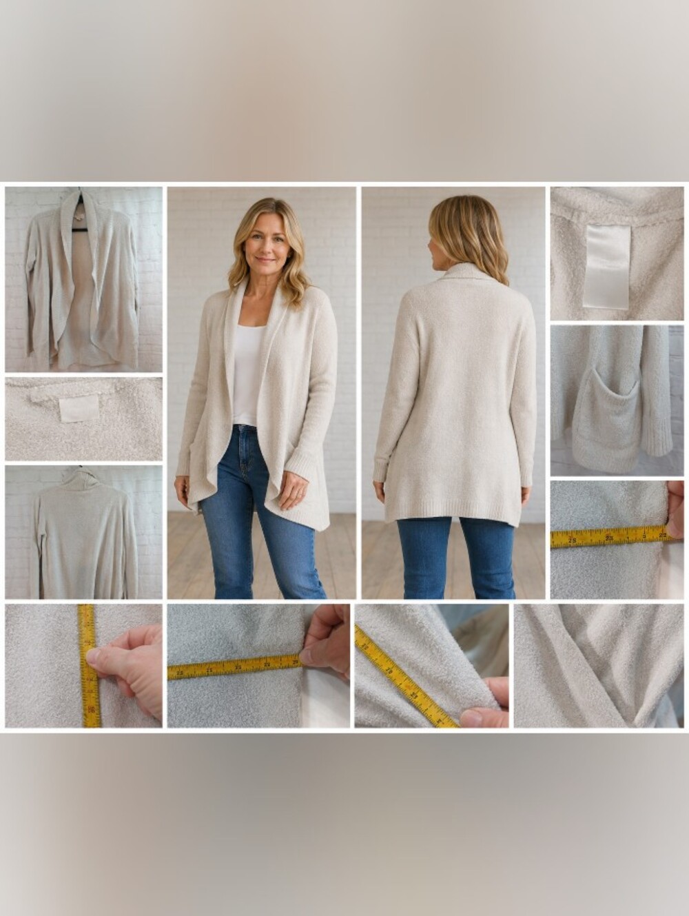 barefoot dreams cozychic lite circle cardigan style 452 medium cream m